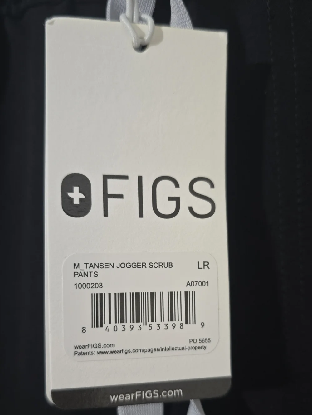Figs Black Jogger Pants with White Drawstring